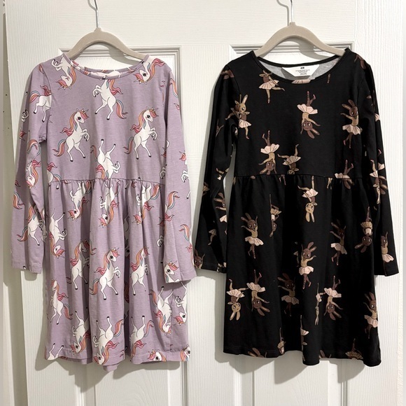 H&M Other - H&M Girls Purple and Black Animal Print Dresses
Set of Two 
Size 6X/7